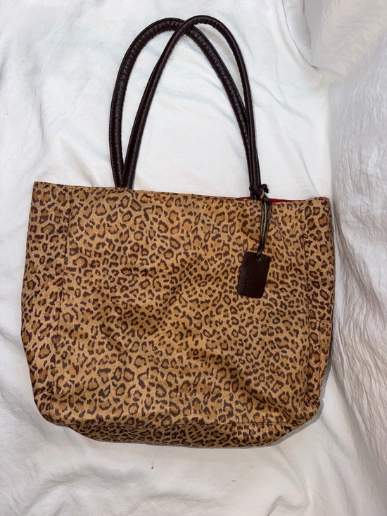 Handbags - Neiman Marcus Tote Bag Leopard Cheetah Animal Print Handbag Faux Suede
